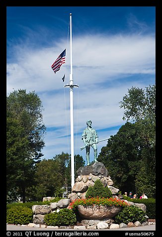 Minuteman Statue on Lexington Common, Lexington. Massachussets, USA