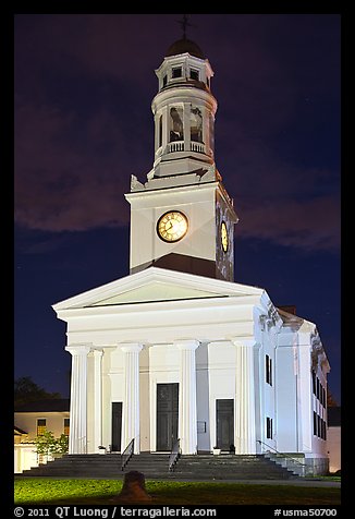 First Parish at night, Concord. Massachussets, USA