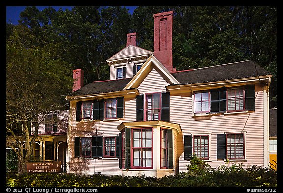 Wayside house at night, Concord. Massachussets, USA (color)