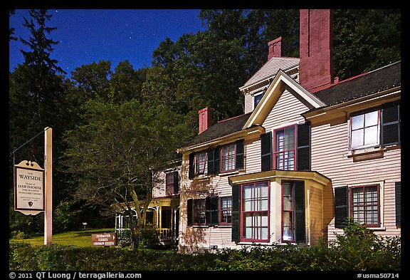 Wayside authors house and sign. Massachussets, USA (color)
