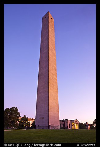 Bunker Hill Monument, sunrise, Charlestown. Boston, Massachussets, USA (color)