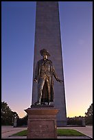 Statue of Col. William Prescott and Bunker Hill Monument, Charlestown. Boston, Massachussets, USA ( color)