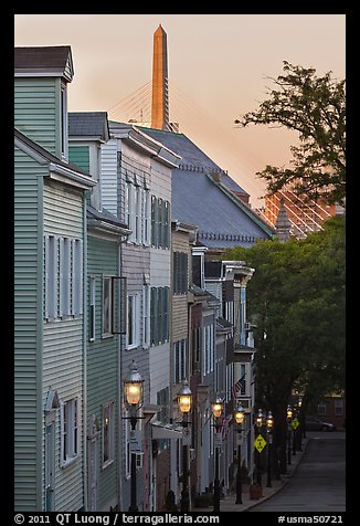 Houses on Breeds Hill at dawn, Charlestown. Boston, Massachussets, USA (color)