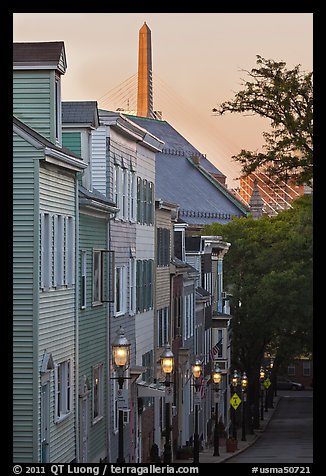 Houses on Breeds Hill at dawn, Charlestown. Boston, Massachussets, USA