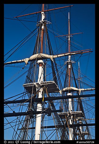 Masts of USS Constitution. Boston, Massachussets, USA