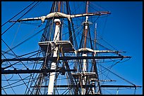 Masts of frigate USS Constitution. Boston, Massachussets, USA