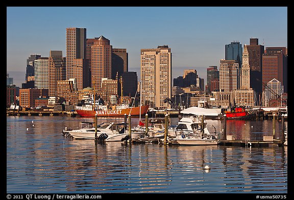 Bostron harbor and financial district. Boston, Massachussets, USA (color)