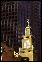 Old State House and glass buildings. Boston, Massachussets, USA (color)