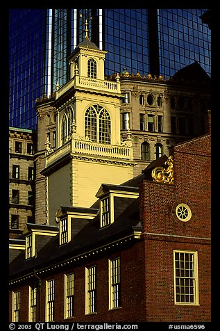Old State House and modern buildings in downtown. Boston, Massachussets, USA (color)