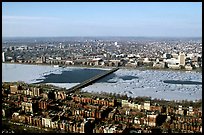 Frozen Charles River seen from the Prudential Tower. Boston, Massachussets, USA