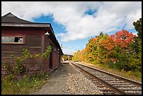 Railroad track and abandonned station, Greenville Junction. Maine, USA