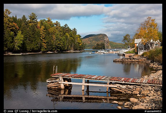 Moose River and Mount Kineo in autumn, Rockwood. Maine, USA (color)