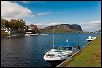 Moosehead Lake marina and  Mount Kineo. Maine, USA