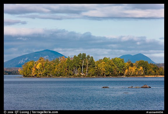 Deer Island on Moosehead Lake, afternoon. Maine, USA