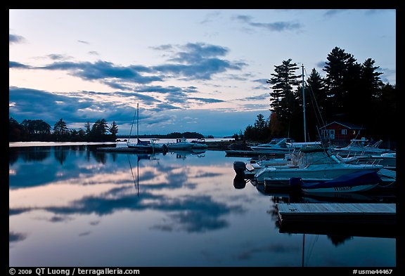 Beaver Cove Marina and Moosehead Lake at dusk, Greenville. Maine, USA (color)