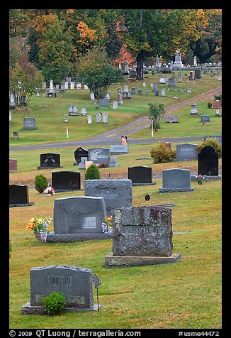 Headstones, Cemetery, Greenville. Maine, USA (color)