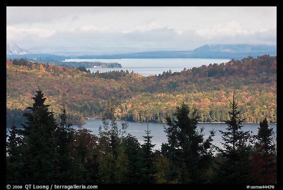 Beaver Cove and Lilly Bay in the distance. Maine, USA (color)