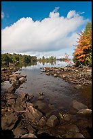 Stream, trees in autumn foliage, Beaver Cove. Maine, USA ( color)