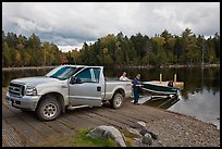 Boat loaded at ramp, Lily Bay State Park. Maine, USA