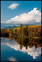 Cloud-capped Katahdin range and water reflections in autumn. Baxter State Park, Maine, USA