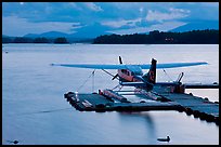 Floatplane at dusk, Ambajejus Lake. Maine, USA