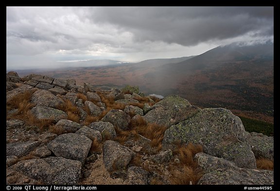 Landscape with rain from South Turner Mountain. Baxter State Park, Maine, USA