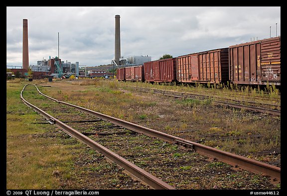 Railroad and mill, Millinocket. Maine, USA (color)