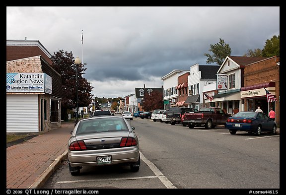 Street and stores, Millinocket. Maine, USA