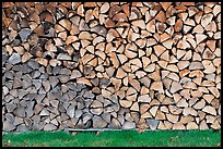 Wall of firewood, Millinocket. Maine, USA