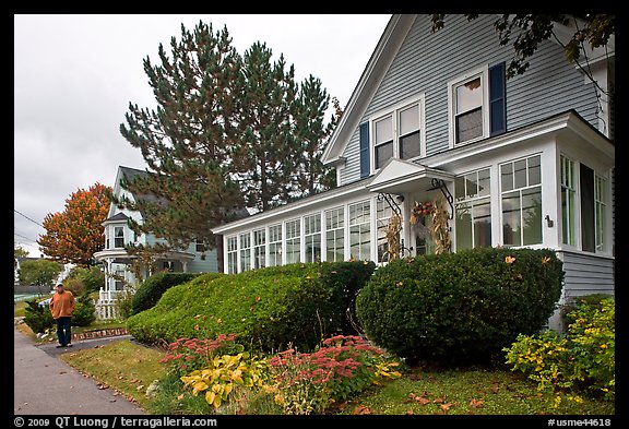 House with New-England style porch, Millinocket. Maine, USA (color)