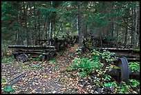 Remnants of abandonned railway equipement. Allagash Wilderness Waterway, Maine, USA