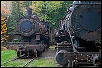 Eagle Lake and West Branch railroad locomotives. Allagash Wilderness Waterway, Maine, USA (color)