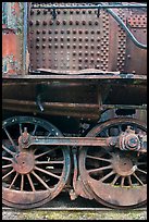 Close-up of rusting locomotive. Allagash Wilderness Waterway, Maine, USA (color)