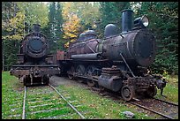 Vintage steam locomotives. Allagash Wilderness Waterway, Maine, USA