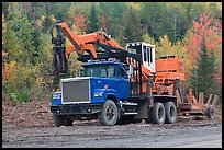 Forestry truck at logging site. Maine, USA (color)