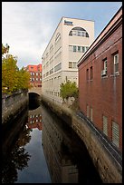 Downtown buildings bordering Kenduskeag stream. Bangor, Maine, USA (color)