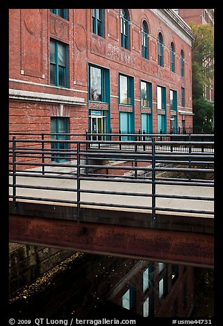 Footbridges to Maine University Art Museum. Bangor, Maine, USA (color)