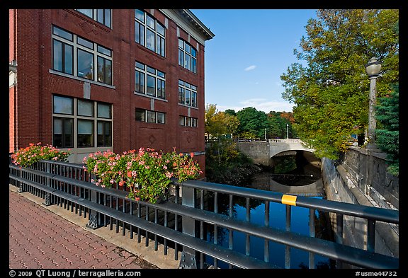 Parks and bridges over Kenduskeag stream. Bangor, Maine, USA (color)