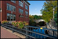 Parks and bridges over Kenduskeag stream. Bangor, Maine, USA