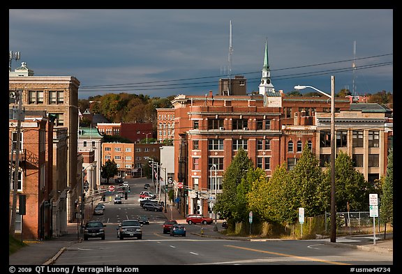 State Street and downtown. Bangor, Maine, USA (color)