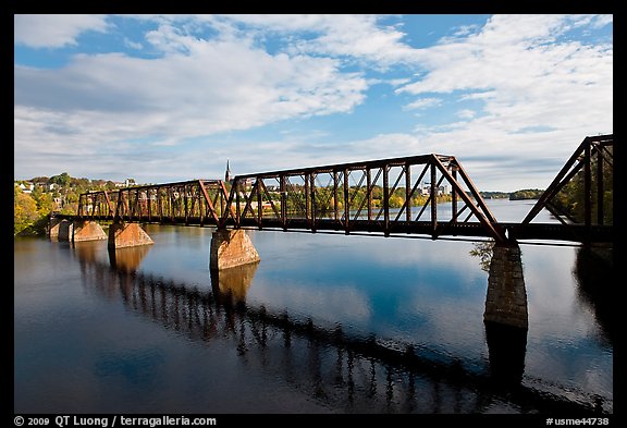 Railroad bridge over Penobscot River. Bangor, Maine, USA