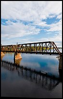 Railway bridge crossing Penobscot River. Bangor, Maine, USA