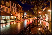 Main street at night. Bar Harbor, Maine, USA (color)