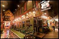 Route 66 restaurant at night. Bar Harbor, Maine, USA