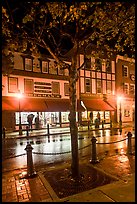 Sherman's bookstore, oldest in Maine, at night. Bar Harbor, Maine, USA (color)