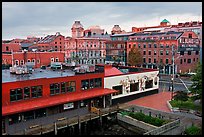 Harbor historic buildings at sunrise. Portland, Maine, USA