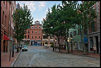 Street with cobblestone pavement. Portland, Maine, USA (color)