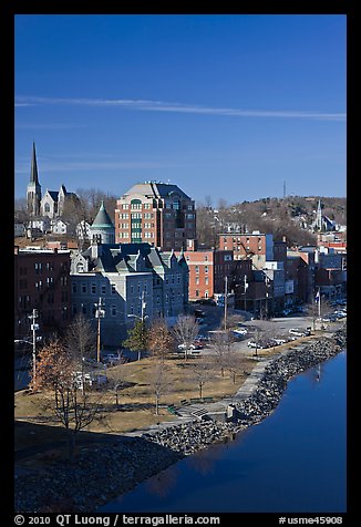 Churches and brick buildings. Augusta, Maine, USA