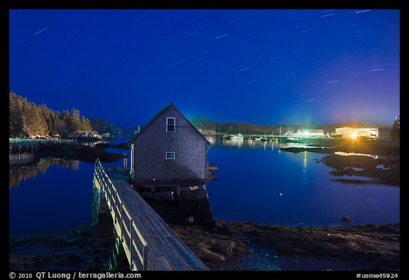 Lobster shack by night. Stonington, Maine, USA (color)