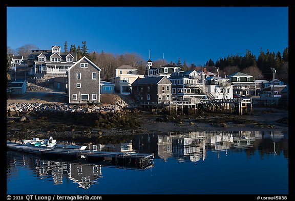 Waterfront in early morning. Stonington, Maine, USA (color)